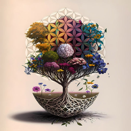 reFlowery – hochwertiges Leinwandbild „Blume des Lebens“, Baum des Lebens, verspielt, bunt, versch. Größen