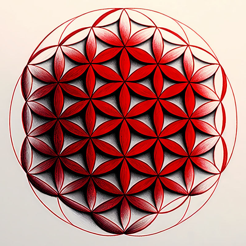 reFlowery – hochwertiges Leinwandbild „Blume des Lebens“, ausdrucksstark, kräftig, rot, versch. Größen