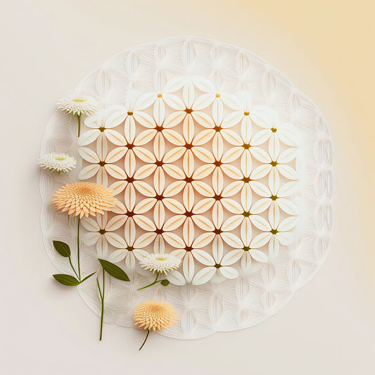 reFlowery – hochwertiges Leinwandbild „Blume des Lebens“, Blumen, beige, weiß, Wasser, versch. Größen