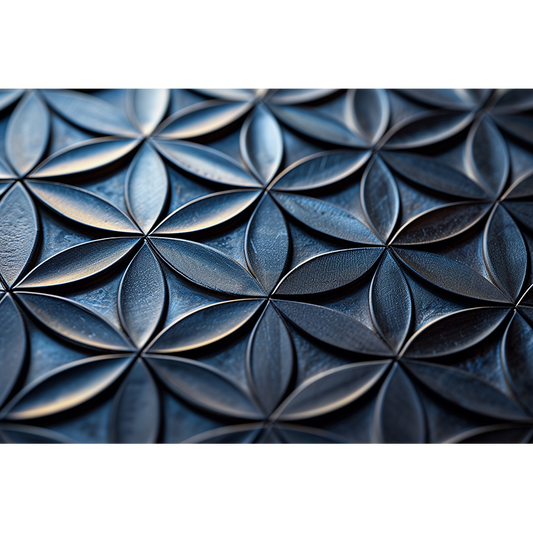 reFlowery - hochwertiges Acryl Wandbild "Blume des Lebens", Blau, Struktur, 3D Effekt, versch. Größen