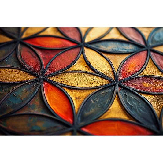 reFlowery - hochwertiges Acryl Wandbild "Blume des Lebens", Gelb, Bunt, Struktur, 3D Effekt, versch. Größen